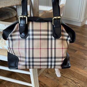 Burberry Beige and Black Check Shoulder Bag